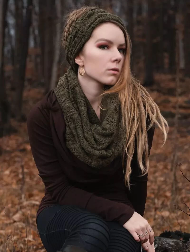 Bandeau En Crochet "Aikköo", Vert Kaki 5 Bandeau En Crochet "Aikköo", Vert Kaki – Image 5