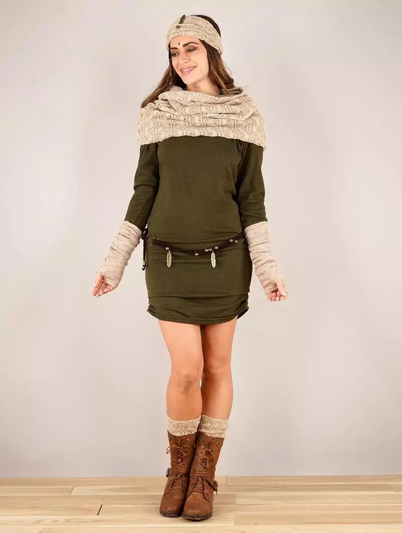 Bandeau En Crochet Avec Plume "Aikköoz", Beige 3 Bandeau En Crochet Avec Plume "Aikköoz", Beige – Image 3