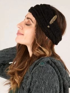 Bandeau En Crochet Avec Plume "Aikköoz", Noir