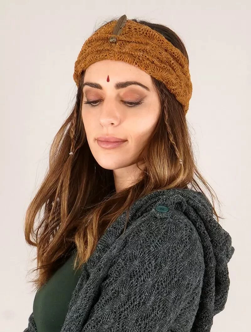 Bandeau En Crochet Avec Plume "Aikköoz", Rouille 1 Bandeau En Crochet Avec Plume "Aikköoz", Rouille