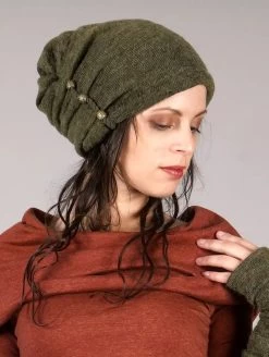 Bonnet à Perle "Aslany", Vert Kaki