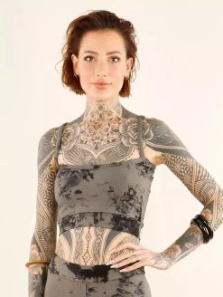 Brassière Crop Top "Su", Noir Tie Dye