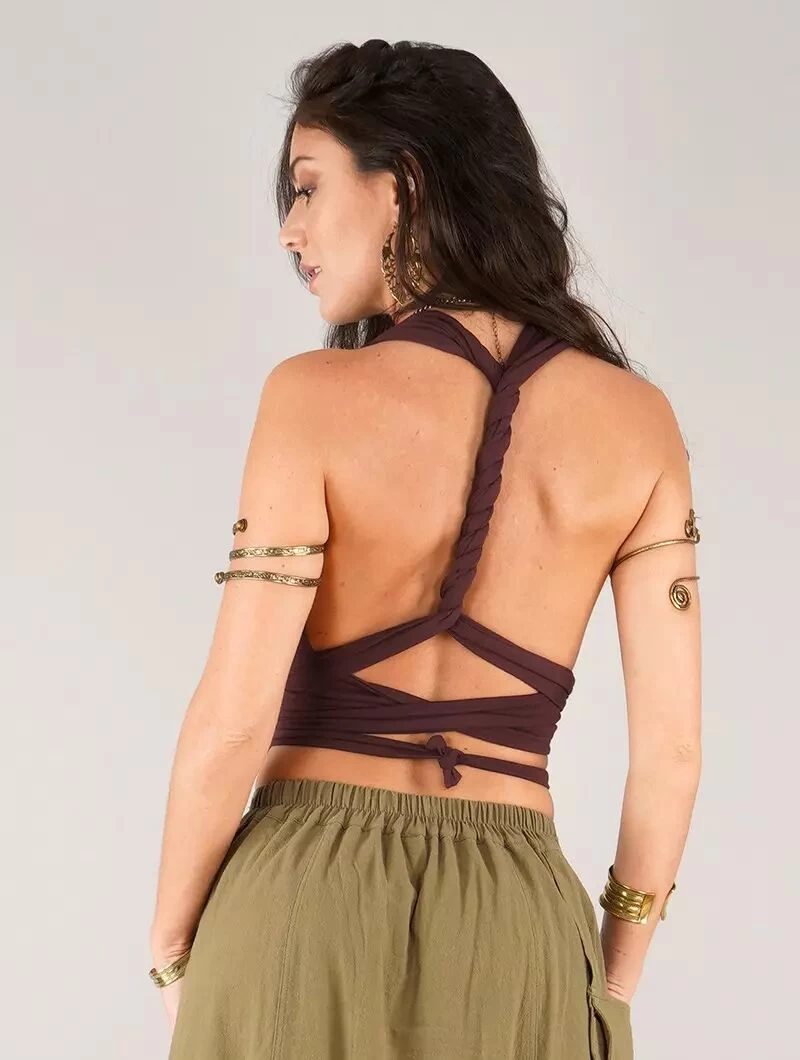 Brassière Crop Top Infinity "Wakiza", Marron Auburn 1 Brassière Crop Top Infinity "Wakiza", Marron Auburn
