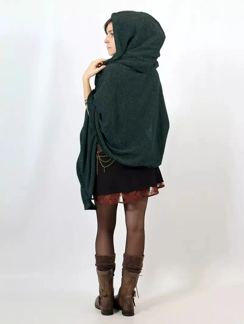 Cape à Capuche "Danae", Bleu Pétrole Foncé 2 Cape à Capuche "Danae", Bleu Pétrole Foncé – Image 2