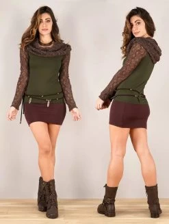 Ceinture "Feathers", Tissus Marron Et Perles Dorées -Magasin De Vêtements Pour Femmes ceinture feathers tissus marron et perles dorees p image 339876 grande