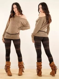 Ceinture "Feathers", Tissus Marron Et Perles Dorées -Magasin De Vêtements Pour Femmes ceinture feathers tissus marron et perles dorees p image 345084 grande