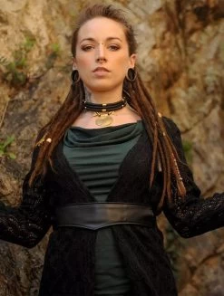 Ceinture "Kazöo", Simili Cuir Noir Et Perles Dorées -Magasin De Vêtements Pour Femmes ceinture kazoo simili cuir noir et perles dorees p image 330639 grande