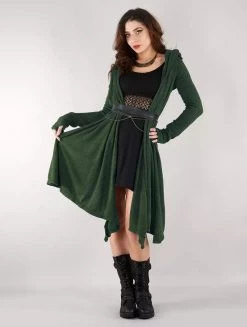 Gilet Châle à Capuche Et Manches Longues "Danaeriz", Vert Forêt