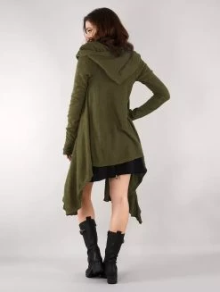 Gilet Châle à Capuche Et Manches Longues "Danaeriz", Vert Kaki -Magasin De Vêtements Pour Femmes chale a manches longues danaeriz vert kaki p image 328956 grande