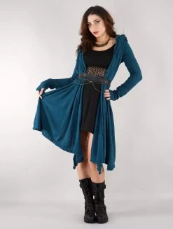 Gilet Châle à Capuche Et Manches Longues "Danaeriz", Bleu