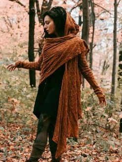 Gilet Châle En Crochet à Capuche Et Manches Longues "Danaeriz", Rouille 8 Gilet Châle En Crochet à Capuche Et Manches Longues "Danaeriz", Rouille -Magasin De Vêtements Pour Femmes chale en crochet a manches longues danaeriz rouille p image 337277 grande