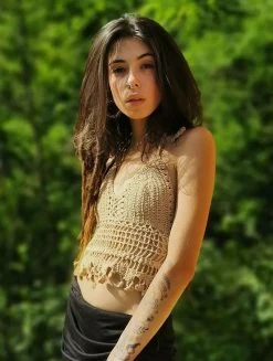 Crop Top En Crochet "Aema", Beige -Magasin De Vêtements Pour Femmes crop top en crochet aema beige p image 341676 grande