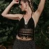 Crop Top En Crochet "Aema", Noir