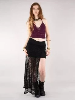 Crop Top En Crochet "Amae", Prune -Magasin De Vêtements Pour Femmes crop top en crochet amae prune p image 341057 grande