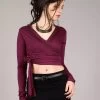 Crop Top Manches Longues "Irwaen Indie", Bordeaux