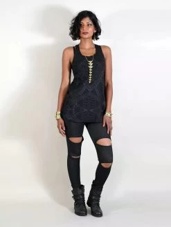 Débardeur Dos Nageur Imprimé "Yavana Africa", Noir -Magasin De Vêtements Pour Femmes debardeur dos nageur imprime yavana africa noir p image 336324 grande