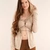 Gilet à Laçage Et Capuche "Awenäe", Beige