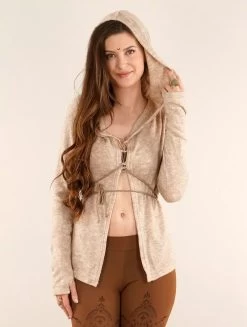 Gilet à Laçage Et Capuche "Awenäe", Beige