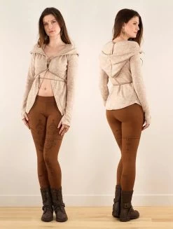 Gilet à Laçage Et Capuche "Awenäe", Beige -Magasin De Vêtements Pour Femmes gilet a lacage et capuche awenae beige p image 348017 grande