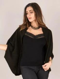 Gilet à Manches Chauve-souris "Yesenia", Noir