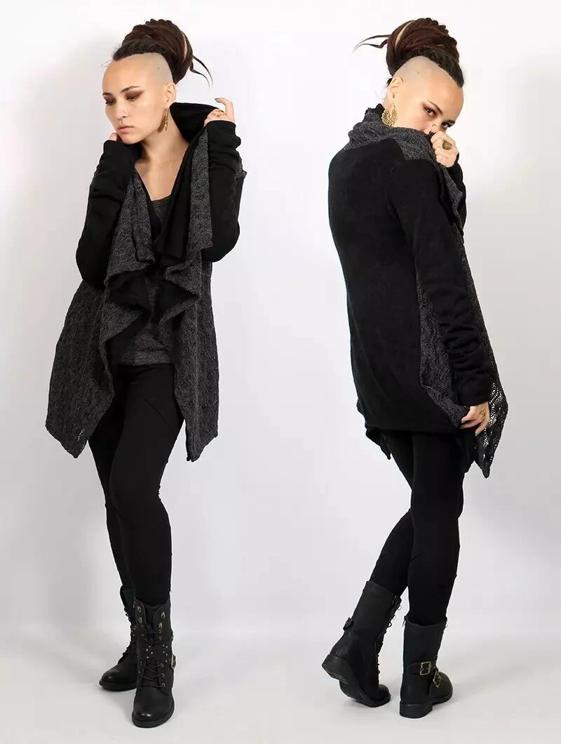 Gilet Crochet "Namkha Tisya", Noir 3 Gilet Crochet "Namkha Tisya", Noir – Image 3