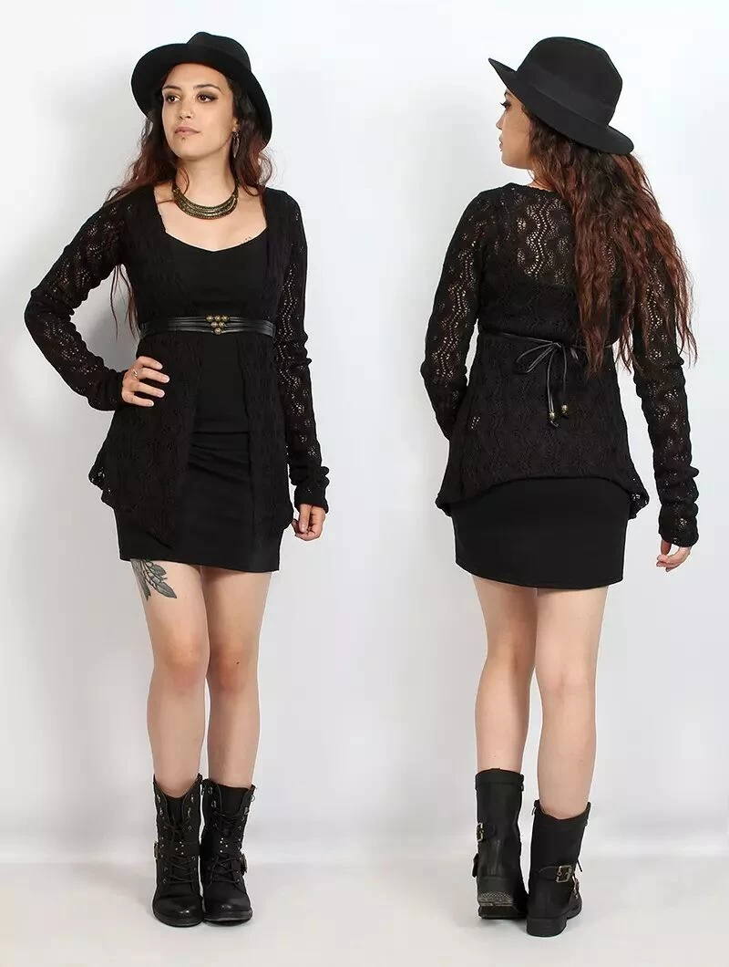 Gilet En Crochet "Idrïss", Noir 6 Gilet En Crochet "Idrïss", Noir – Image 6