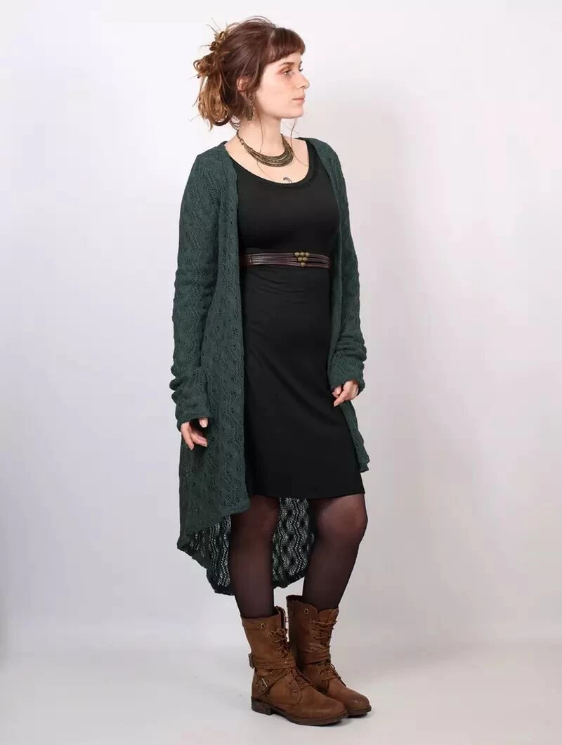 Gilet En Crochet "Kalyäa", Gris Bleuté 2 Gilet En Crochet "Kalyäa", Gris Bleuté – Image 2