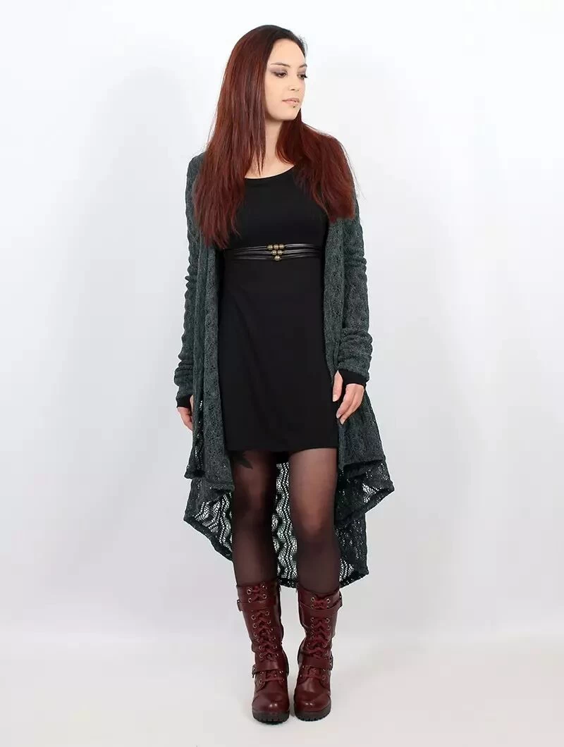 Gilet En Crochet "Kalyäa", Gris Bleuté 3 Gilet En Crochet "Kalyäa", Gris Bleuté – Image 3