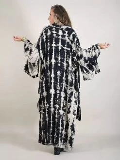 Gilet Kimono Tie Dye "Kyoto", Noir Et Beige -Magasin De Vêtements Pour Femmes gilet kimono tie dye kyoto noir et beige p image 342761 grande