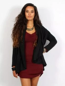 Gilet Long à Capuche "Kishi", Noir