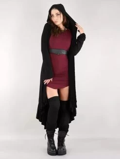 Gilet Long à Capuche "Lupinus", Noir -Magasin De Vêtements Pour Femmes gilet long a capuche lupus noir p image 328389 grande