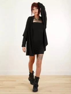 Gilet Long à Manches Chauve-souris "Daedra", Noir -Magasin De Vêtements Pour Femmes gilet long a manches chauve souris daedra noir p image 338161 grande
