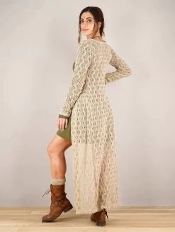 Gilet Long En Crochet "Boheme", Beige -Magasin De Vêtements Pour Femmes gilet long en crochet boheme beige p image 335541 grande