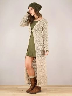 Gilet Long En Crochet "Boheme", Beige -Magasin De Vêtements Pour Femmes gilet long en crochet boheme beige p image 337133 grande