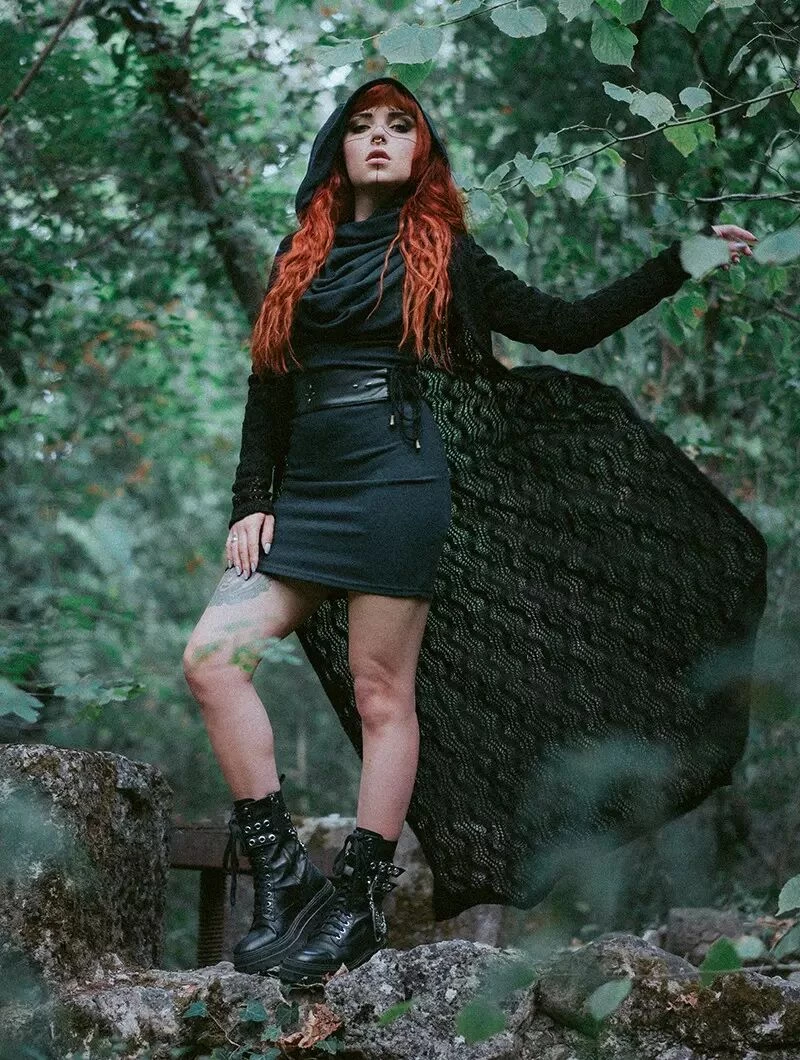 Gilet Long En Crochet "Boheme", Noir 2 Gilet Long En Crochet "Boheme", Noir – Image 2