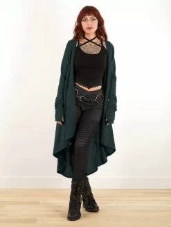 Gilet Long "Kalyäam", Bleu Pétrole Foncé