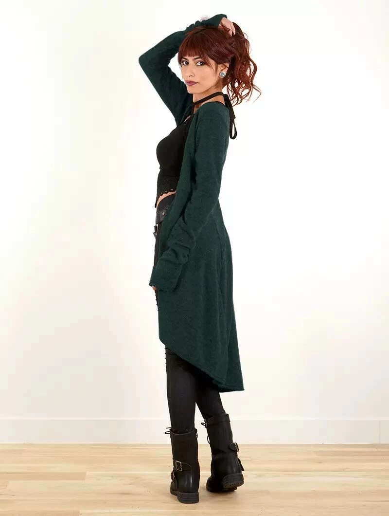 Gilet Long "Kalyäam", Bleu Pétrole Foncé 2 Gilet Long "Kalyäam", Bleu Pétrole Foncé – Image 2