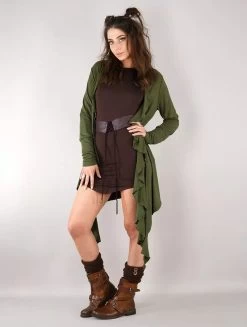 Gilet Long "Lupulia", Vert Kaki