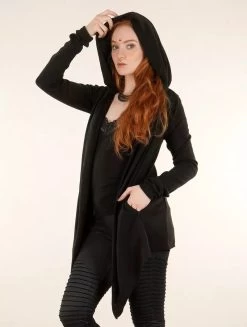 Gilet Maille à Capuche "Lakyäa", Noir -Magasin De Vêtements Pour Femmes gilet maille a capuche lakyaa noir p image 344513 grande