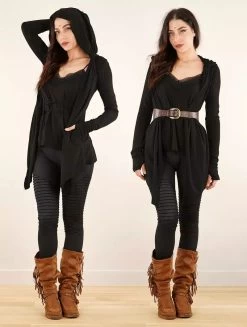 Gilet Maille à Capuche "Lakyäa", Noir -Magasin De Vêtements Pour Femmes gilet maille a capuche lakyaa noir p image 345606 grande