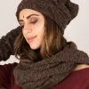 Gros Bonnet Froncé En Crochet "Aslan", Marron