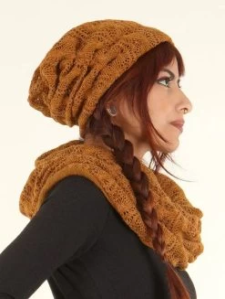 Gros Bonnet Froncé En Crochet "Aslan", Rouille
