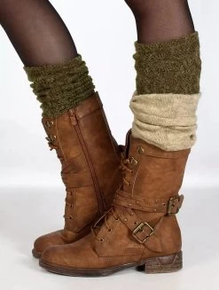 Guêtres Crochet "Naïlo", Vert Kaki -Magasin De Vêtements Pour Femmes guetres crochet nailo vert kaki p image 334214 grande