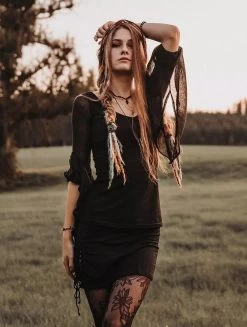 Jupe Courte Avec Laçage "Aryäzz", Noir -Magasin De Vêtements Pour Femmes jupe aryazz noir p image 322737 grande