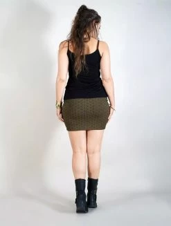 Jupe Courte Imprimée "Ilmarë Fleur De Vie", Vert Kaki -Magasin De Vêtements Pour Femmes jupe courte ilmare fleu de vie vert kaki p image 321050 grande