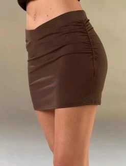 Jupe Courte Avec Détail Plissé "Eellaï", Marron