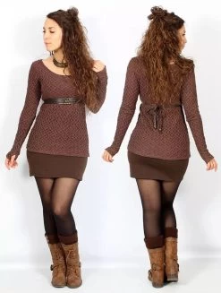 Jupe Courte Avec Détail Plissé "Eellaï", Marron -Magasin De Vêtements Pour Femmes jupe eellai marron p image 334422 grande