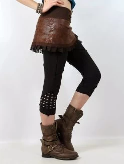 Legging Court Ajouré En Patchwork "Aswad", Noir