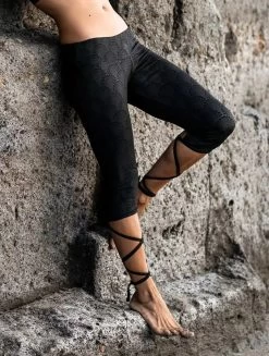 Legging Court Imprimé "Asana Drop", Noir