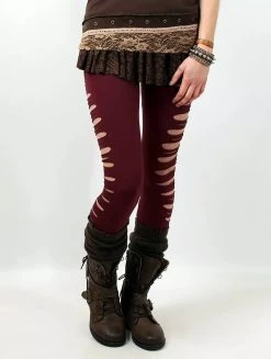 Legging Court Pointu Ajouré "Yaqui", Rouge Foncé